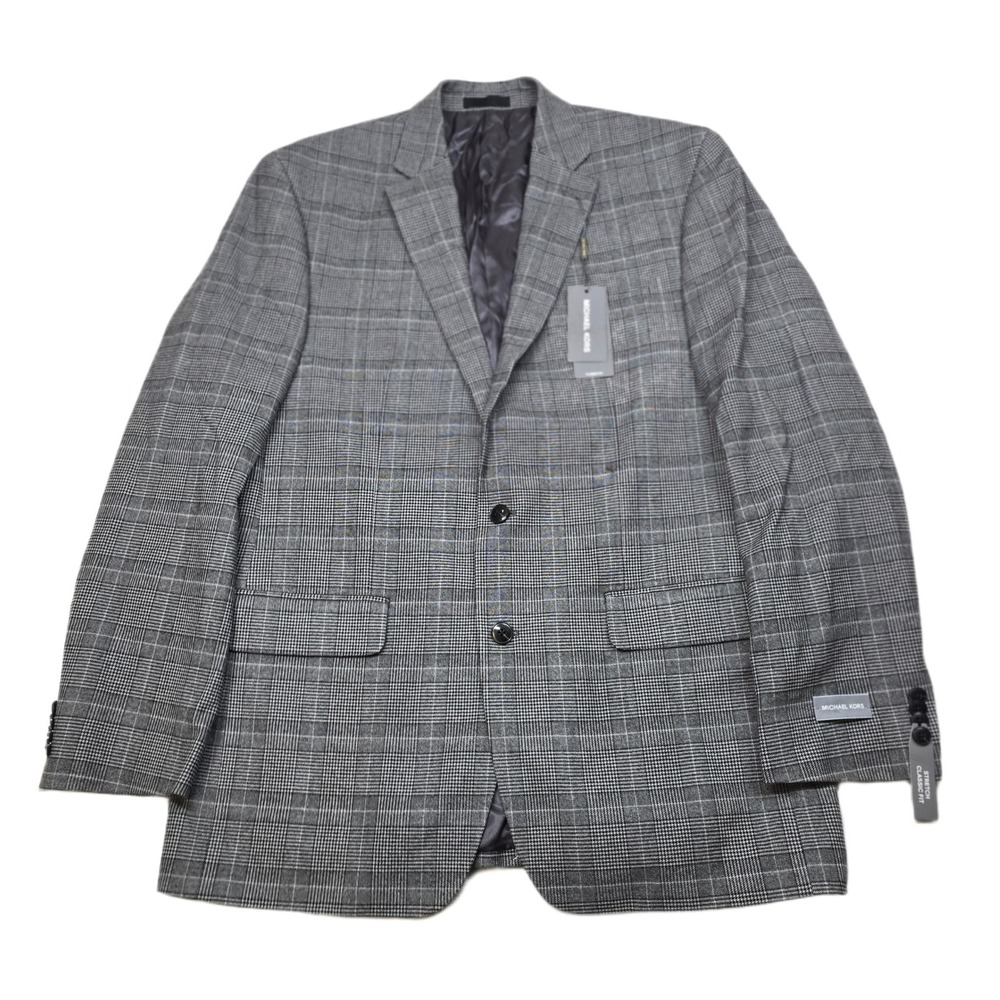 Michael Kors Kent Sport Coat Mens 42L Black White Classic Fit Stretch $295 NEW